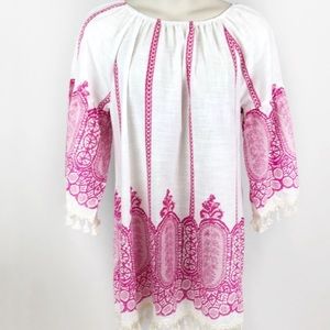 Womens Velzera Pink 3/4 Sleeve Shirt, Size 1XL